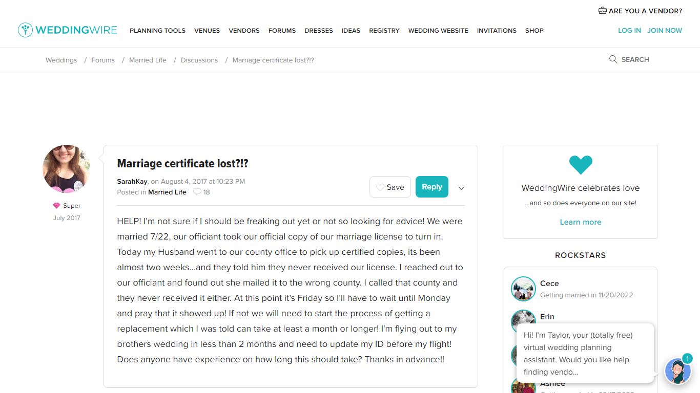 Marriage certificate lost?!? | Weddings, Married Life | Wedding Forums ...